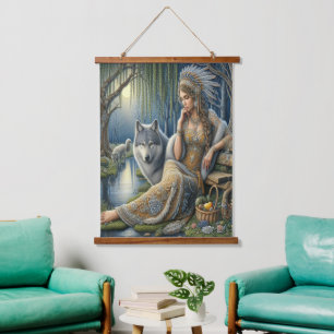 Moonlit Enchantment in the Mystic Forest Hanging Tapestry