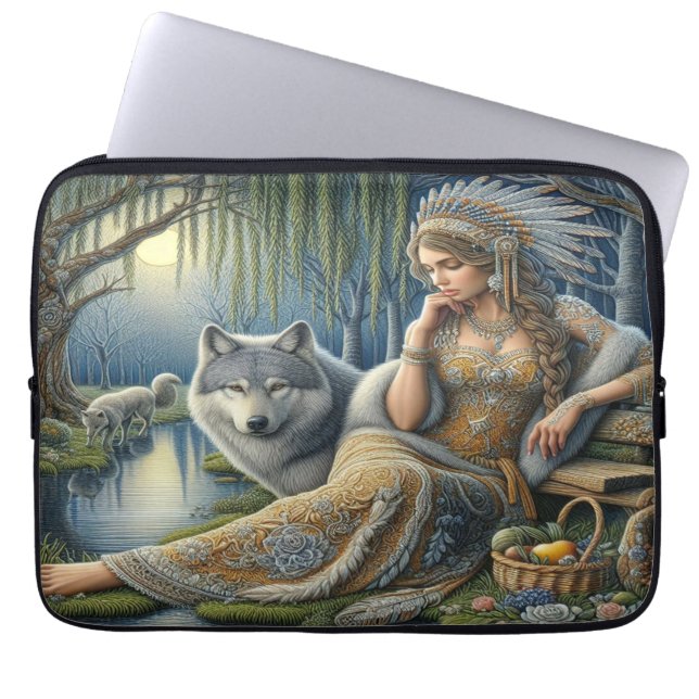 Moonlit Enchantment in the Mystic Forest Laptop Sleeve (Front)