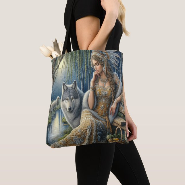 Moonlit Enchantment in the Mystic Forest Tote Bag (Close Up)