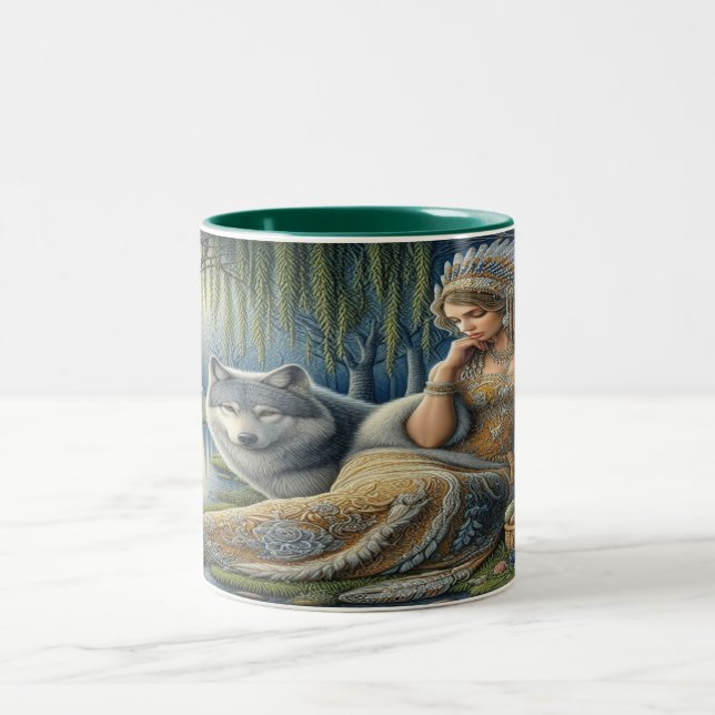 Moonlit Enchantment in the Mystic Forest Two-Tone Coffee Mug (Center)