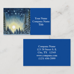 Moonlit Evergreen Snowscape Under The Night Stars Business Card