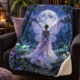 Moonlit Fairy Enchanted Forest Fantasy Sherpa Blanket