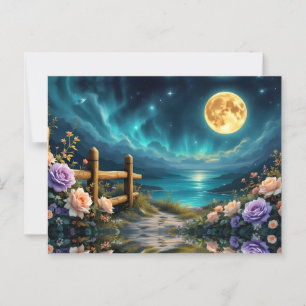 Moonlit Floral Path To The Beach  Postcard