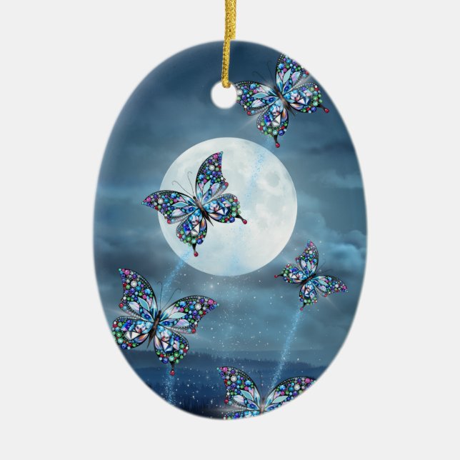 Moonlit Flutter Ceramic Ornament (Front)