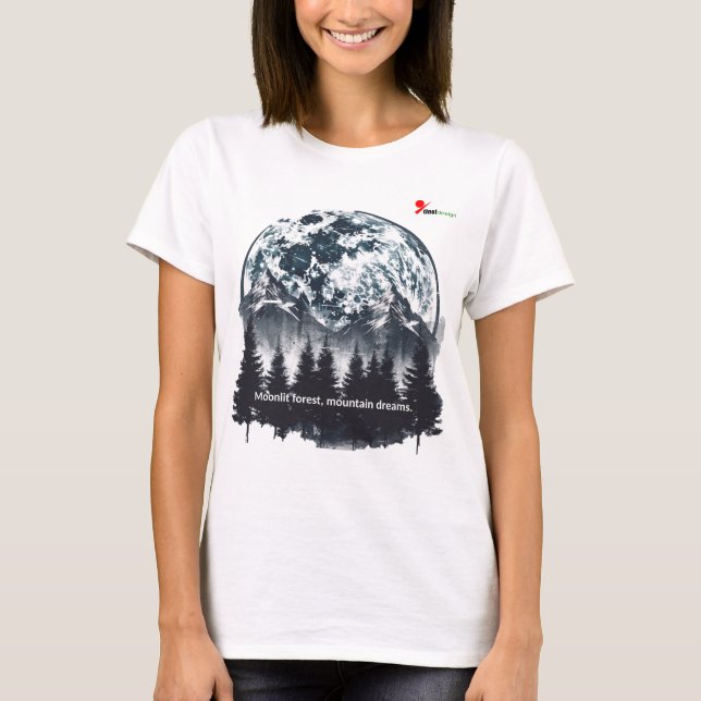 Moonlit Forest Mountain Dreams T-Shirt (Front)