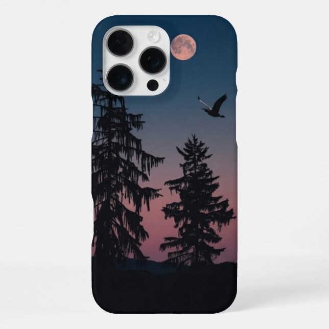 Moonlit Forest Phone Case — Full Moon Night Sky Ar (Back)
