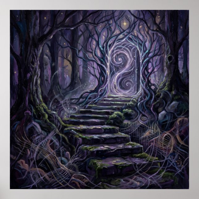 Moonlit Forest Portal Spirit Wall Art (Front)