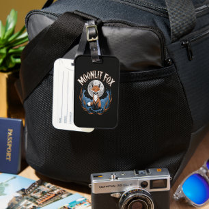 Moonlit Fox Celestial Night Luggage Tag