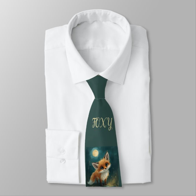 Moonlit Fox, Night Forest  Tie (Tied)