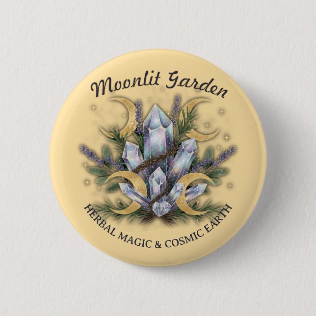 Moonlit Garden Crystal Bouquet • Herbal Magic 2 Inch Round Button (Front)