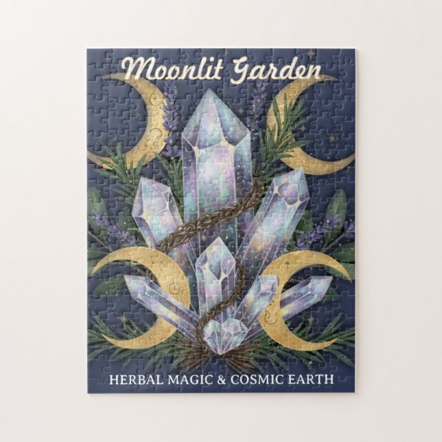 Moonlit Garden Crystal Bouquet • Herbal Magic Jigsaw Puzzle (Vertical)