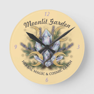 Moonlit Garden Crystal Bouquet - Herbal Magic Round Clock