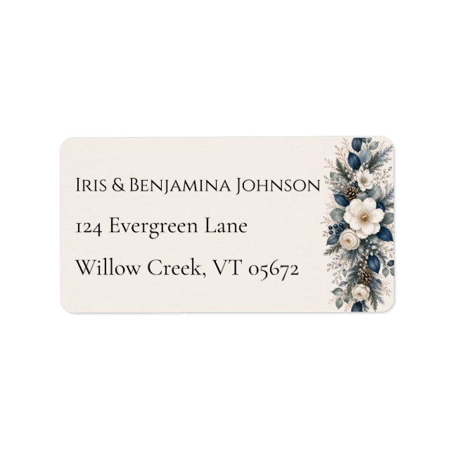 Moonlit Garden Elegant Winter Botanical Border Label (Front)