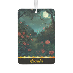 Moonlit garden path surrounded by blooming roses air freshener