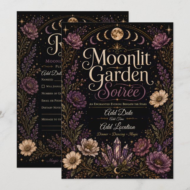 Moonlit Garden Soirée Invitation (Front/Back)
