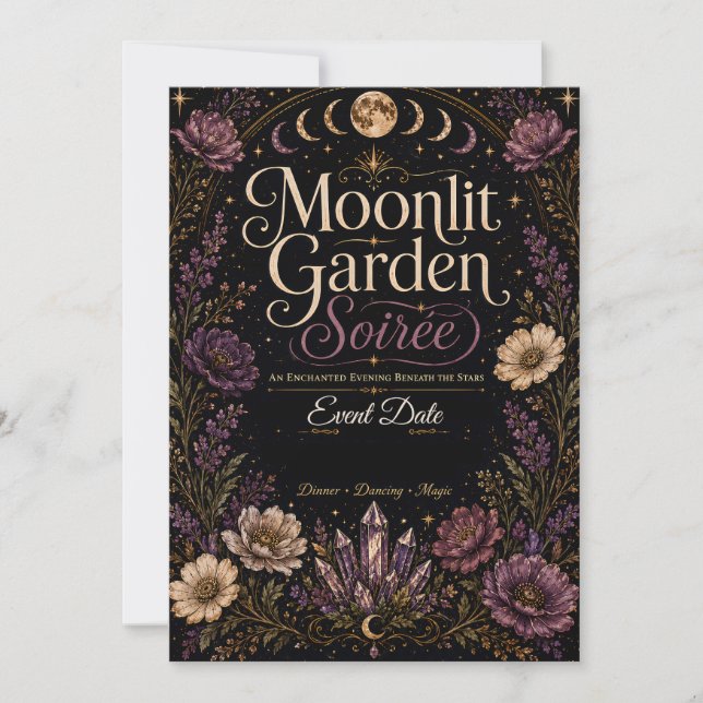 Moonlit Garden Soirée Invitation Flat Card (Front)
