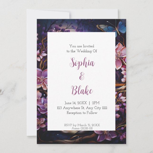Moonlit Garden Wedding Invitation (Front)
