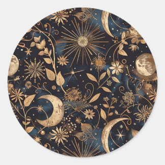 Moonlit Garden Whimsical Envelope Sticker in Navy