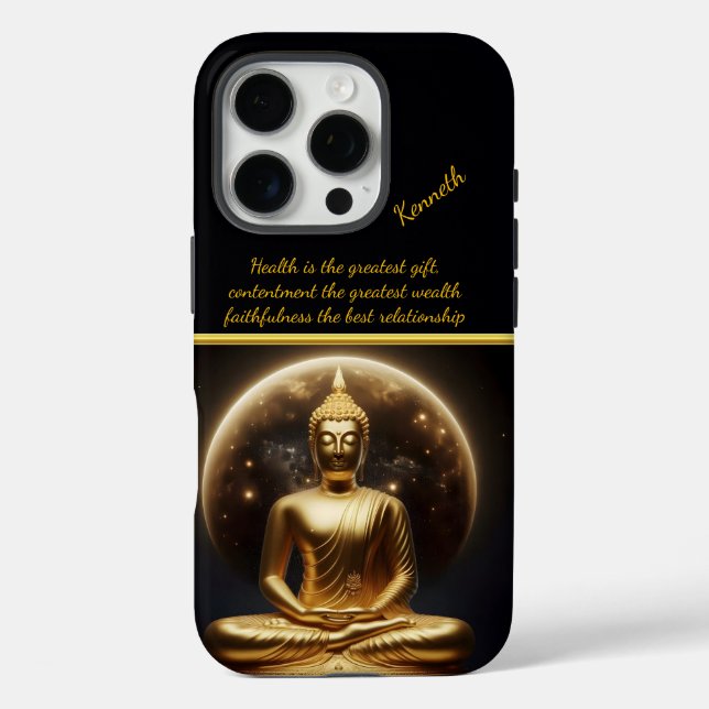 Moonlit Golden Buddha. AI art Case-Mate iPhone Case (Back)