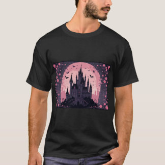 Moonlit Gothic Castle in Bloom T-Shirt