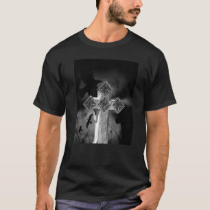 Moonlit Gothic Cross With Crows T-Shirt