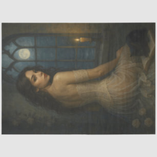 Moonlit Gothic Lady with Black Cat – Witch Tissue Paper