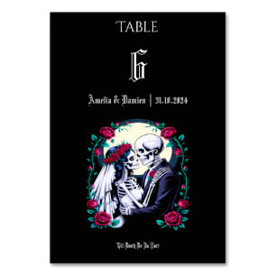 Moonlit Gothic Skeleton Till Death Floral Wedding Table Number
