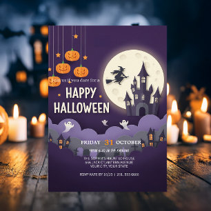 Moonlit Graveyard Halloween Invitation Card