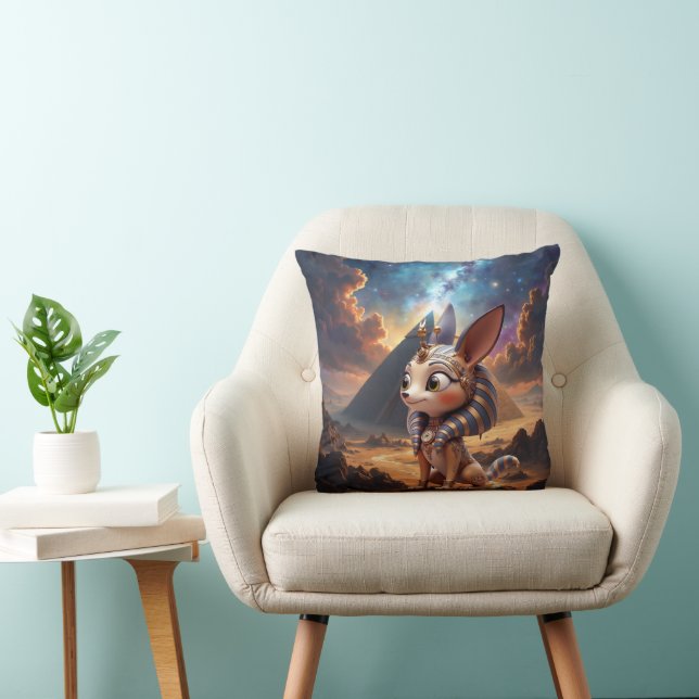 Moonlit Guardian of the Ancient Sands. Throw Pillow (Chair)