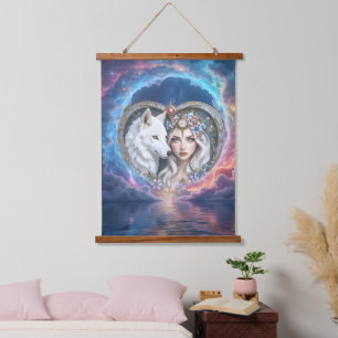 Moonlit Guardian of the Eternal Heart. Hanging Tapestry