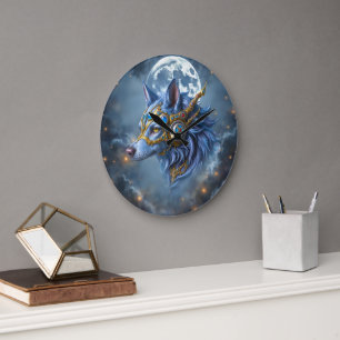 Moonlit Guardian of the Sapphire Veil.  Large Clock