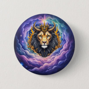 Moonlit Guardians – Cosmic lion. 2 Inch Round Button