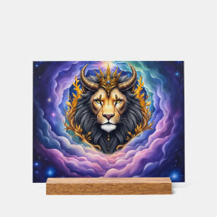 Moonlit Guardians – Cosmic lion. Acrylic Sign