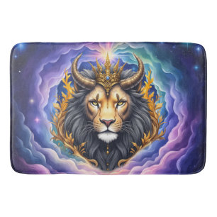 Moonlit Guardians – Cosmic lion. Bath Mat