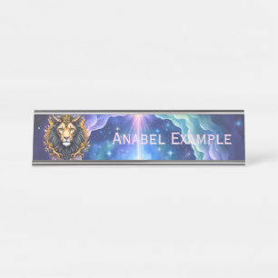 Moonlit Guardians – Cosmic lion. Desk Name Plate