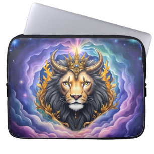Moonlit Guardians – Cosmic lion. Laptop Sleeve