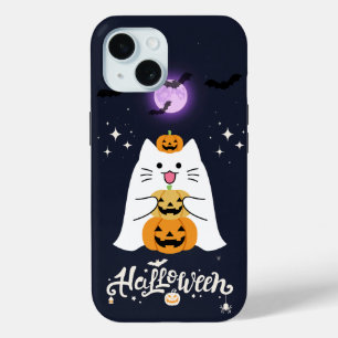 Moonlit Halloween Cat – Spooky & Sweet Night iPhone 15 Case