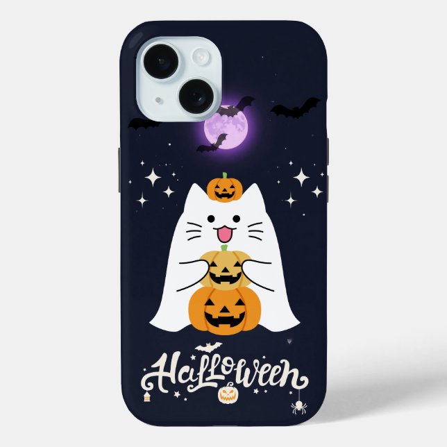 Moonlit Halloween Cat – Spooky & Sweet Night Case-Mate iPhone Case (Back)