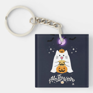 Moonlit Halloween Cat – Spooky & Sweet Night Keychain