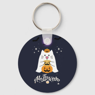 Moonlit Halloween Cat – Spooky & Sweet Night Keychain
