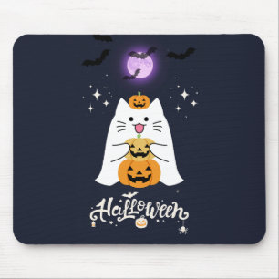 Moonlit Halloween Cat – Spooky & Sweet Night Mouse Pad