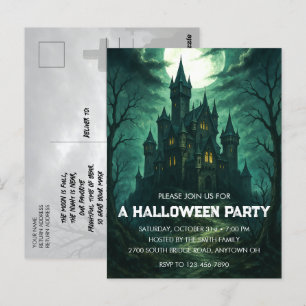 Moonlit Haunted Castle Halloween Party Invitation