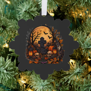Moonlit Haunted Graveyard Gothic Halloween Cemeter Ornament Card