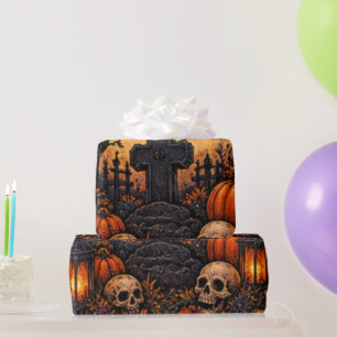 Moonlit Haunted Graveyard Gothic Halloween Cemeter Wrapping Paper