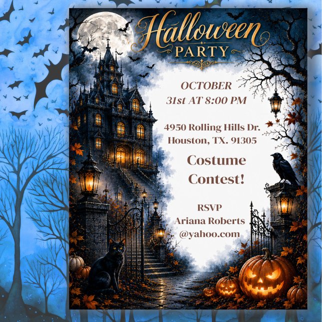 Moonlit Haunted Halloween Party Invitation (Creator Uploaded)