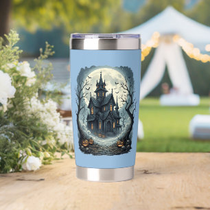 Moonlit Haunted Mansion Night Print Insulated Tumbler