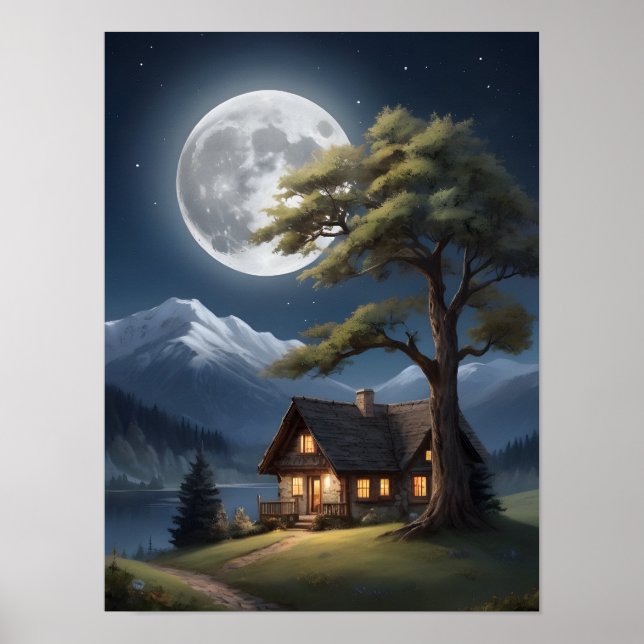 Moonlit Haven in the Mountains Poster (Front)