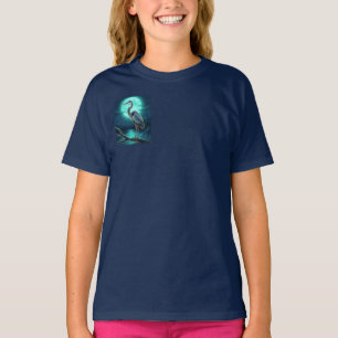 Moonlit Heron – Colourful Night Wildlife Art T-Shirt