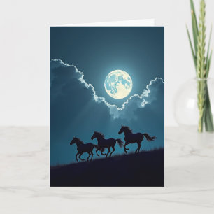Moonlit Horses Birthday Card