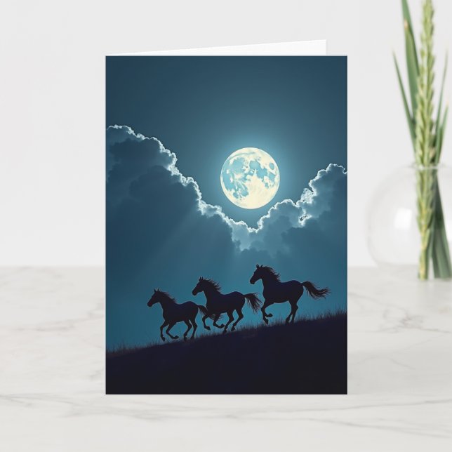 Moonlit Horses Birthday Card (Front)